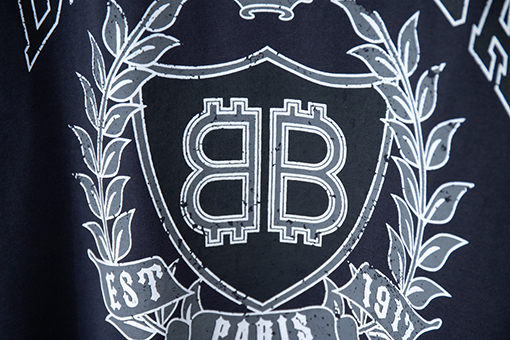 バレンシアガコピー クラシックなダブルB麦穂ロゴ落書き半袖Tシャツ
