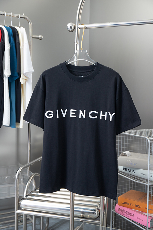 ジバンシイ   クラシックな前後ロゴ刺繍ラウンドネック半袖Tシャツ