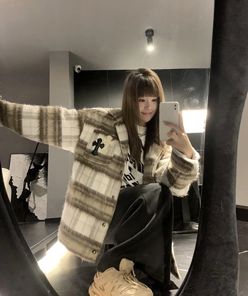クロムハーツ ウールレザーロゴバックジャケット
