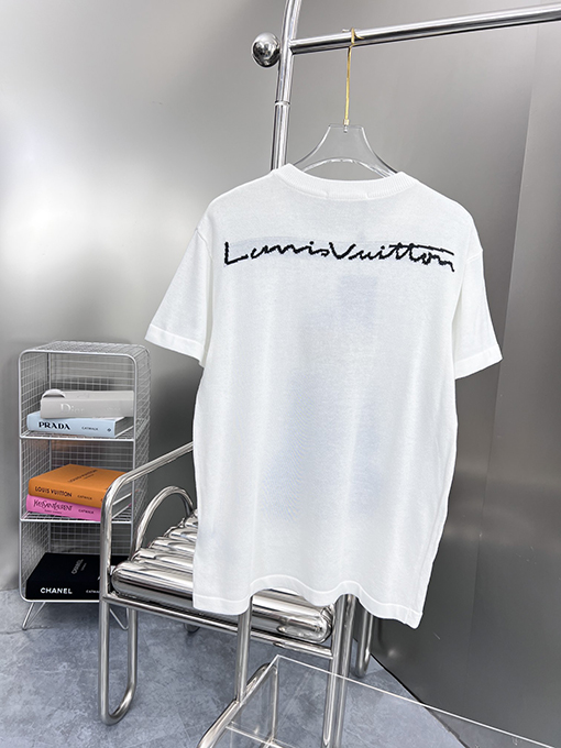 ルイヴィトンコピー 新しい漫画ニットベアクルーネック半袖Tシャツ