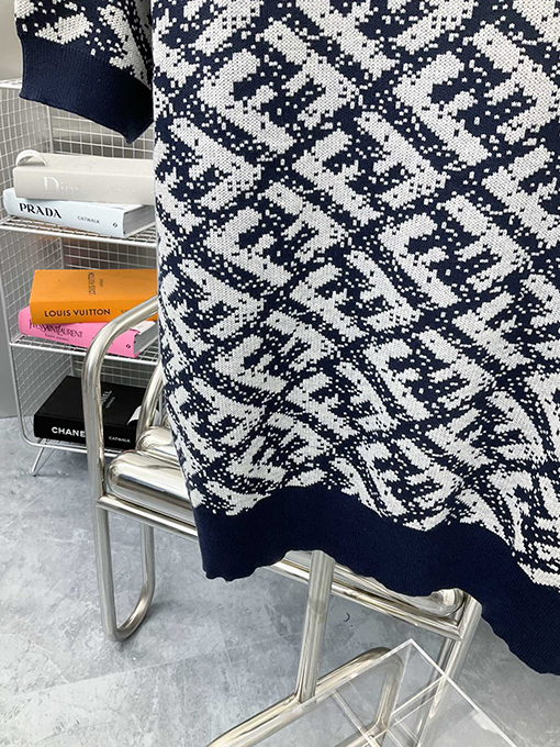 フェンディ  アイスウールジャカードテンシルウール半袖ポロシャツ