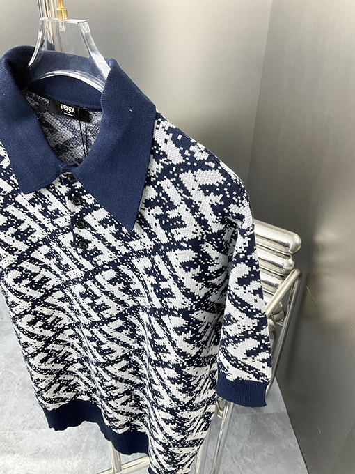 フェンディ  アイスウールジャカードテンシルウール半袖ポロシャツ