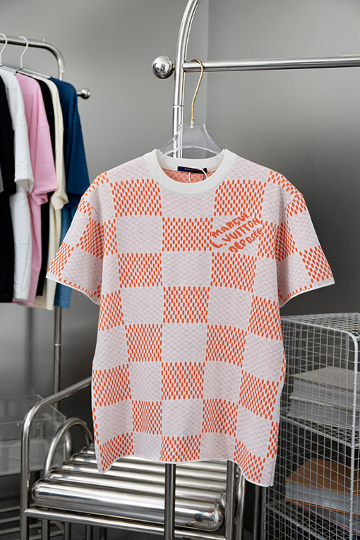 ルイヴィトン チェック柄ニット半袖Tシャツ