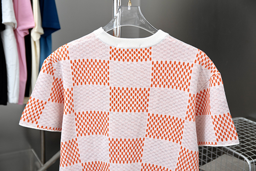 ルイヴィトン チェック柄ニット半袖Tシャツ