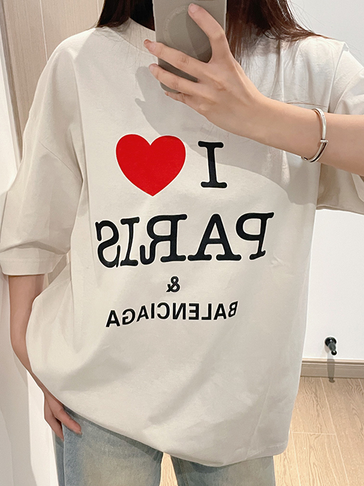 バレンシアガ パリスロゴアルファベットクルーネック半袖Tシャツ
