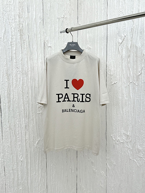バレンシアガ パリスロゴアルファベットクルーネック半袖Tシャツ