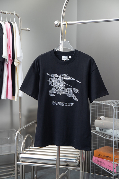 バーバリー 刺繍ロゴファッション ラウンドネック半袖Tシャツ