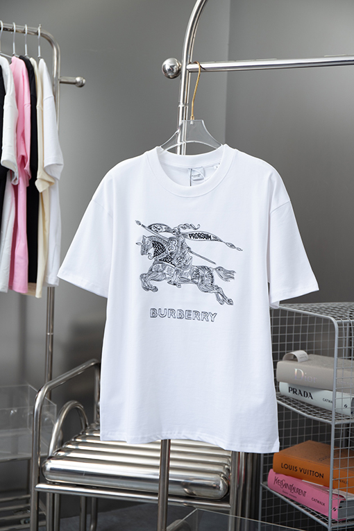 バーバリー 刺繍ロゴファッション ラウンドネック半袖Tシャツ