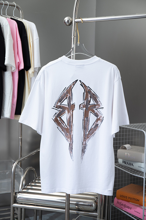 バレンシアガ    サンプルロゴ壊れた起毛クルーネック半袖Tシャツ