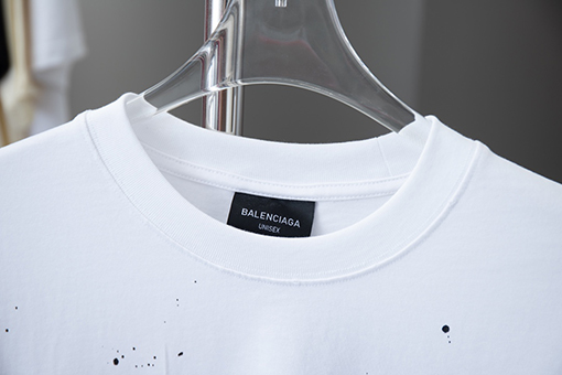バレンシアガ    サンプルロゴ壊れた起毛クルーネック半袖Tシャツ
