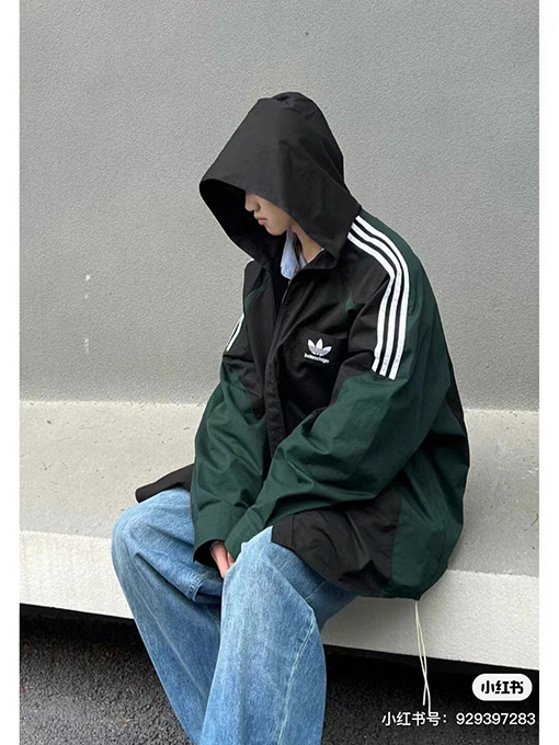 Balenciaga X Adidas コピー クローバーロゴ刺繍ウインドブレーカーシャツ