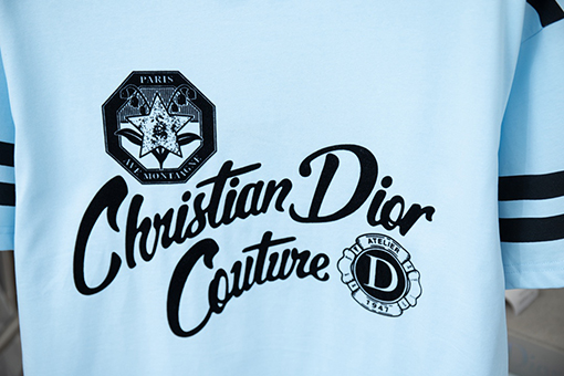 ディオールスーパーコピー 新しい47ロゴ刺繍ニット半袖Tシャツ