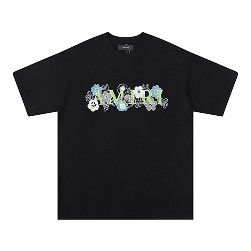 アミリ アルファベットフラワーロゴクルーネックTシャツ