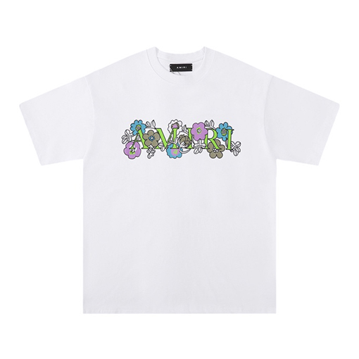 アミリ アルファベットフラワーロゴクルーネックTシャツ