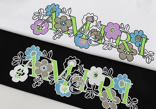 アミリ アルファベットフラワーロゴクルーネックTシャツ