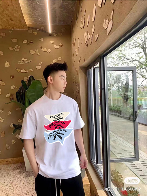 プラダ プリントロゴクルーネック半袖Tシャツ