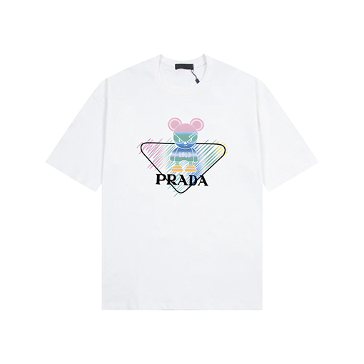 プラダコピー プリントロゴ半袖Tシャツ