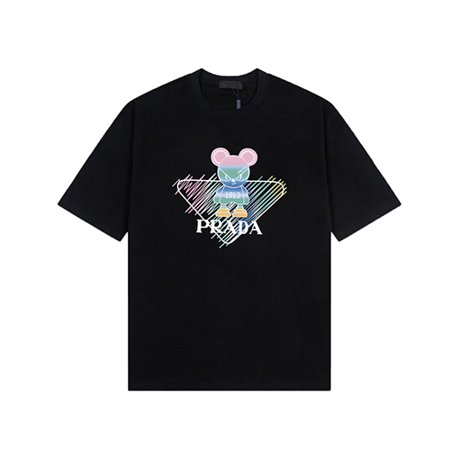 プラダコピー プリントロゴ半袖Tシャツ