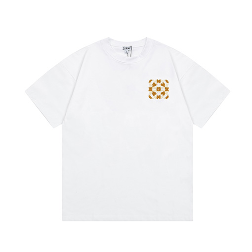 ロエベ 異色ロゴタオル刺繍半袖Tシャツ
