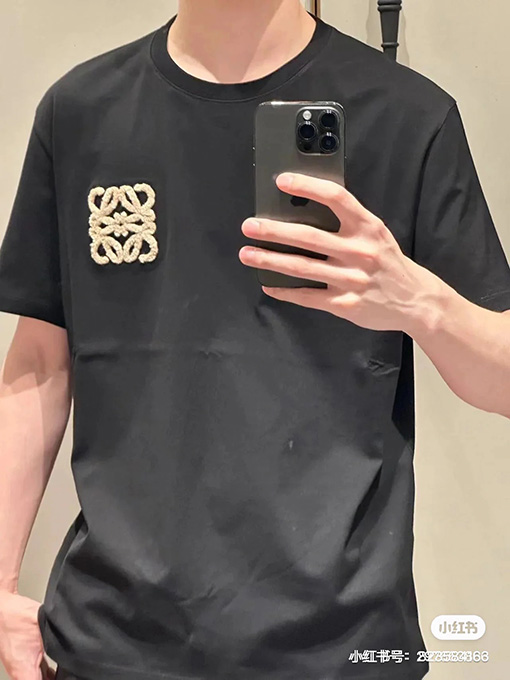 ロエベ 異色ロゴタオル刺繍半袖Tシャツ