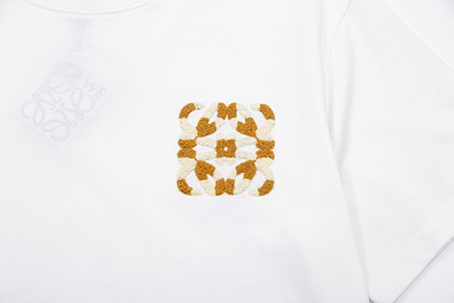 ロエベ 異色ロゴタオル刺繍半袖Tシャツ