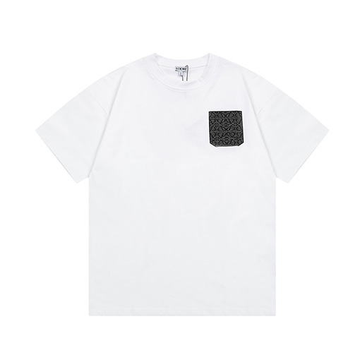 ロエベコピー 偽ポケットロゴ刺繍半袖Tシャツ