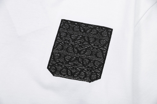 ロエベコピー 偽ポケットロゴ刺繍半袖Tシャツ