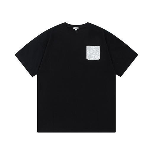 ロエベコピー 偽ポケットロゴ刺繍半袖Tシャツ
