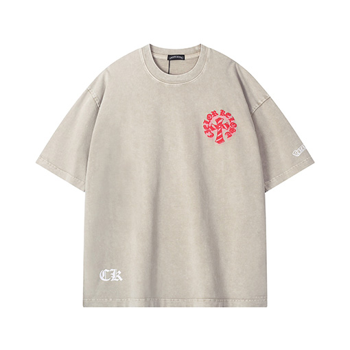 クロムハーツ 古いウォッシュヘビークロスサンスクリット半袖Tシャツ
