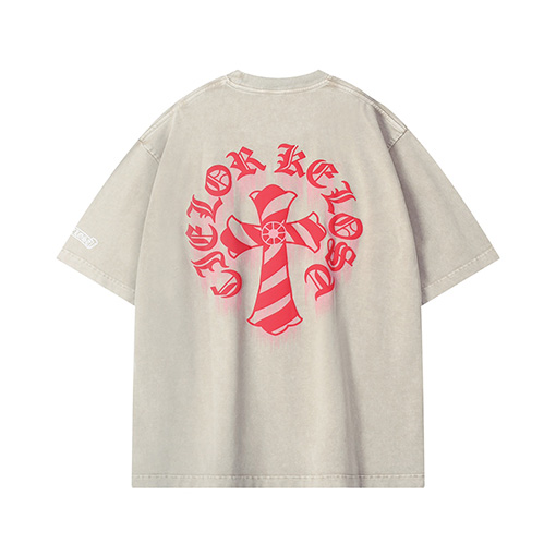 クロムハーツ 古いウォッシュヘビークロスサンスクリット半袖Tシャツ