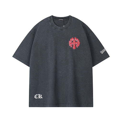 クロムハーツ 古いウォッシュヘビークロスサンスクリット半袖Tシャツ