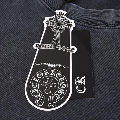 クロムハーツ 古いウォッシュヘビークロスサンスクリット半袖Tシャツ