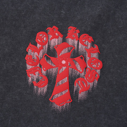 クロムハーツ 古いウォッシュヘビークロスサンスクリット半袖Tシャツ
