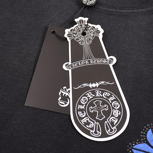 クロムハーツコピー  ウォッシュスプレー馬クラフトホットドリルロゴ半袖Tシャツ