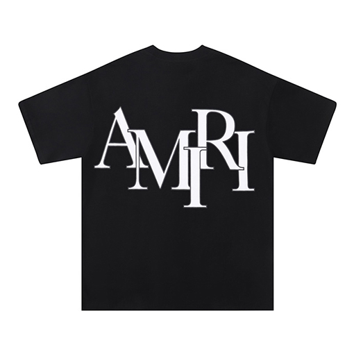 アミリ 新しいロゴのラウンドネックTシャツ