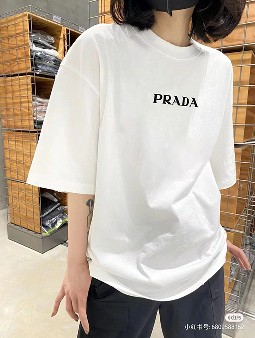 プラダ プリントロゴクルーネック半袖Tシャツ