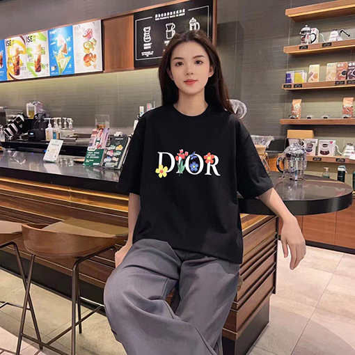 ディオールコピー プリントロゴ半袖Tシャツ