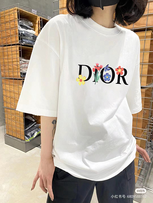 ディオールコピー プリントロゴ半袖Tシャツ