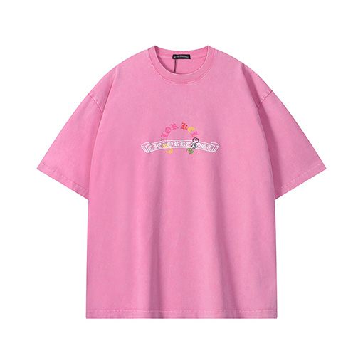 クロムハーツコピー 馬蹄花ロゴプリント半袖Tシャツ