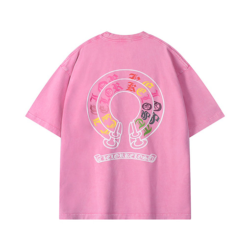 クロムハーツコピー 馬蹄花ロゴプリント半袖Tシャツ
