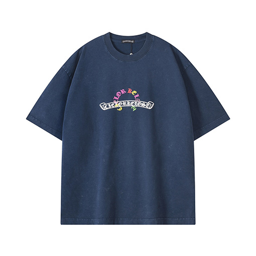 クロムハーツコピー 馬蹄花ロゴプリント半袖Tシャツ