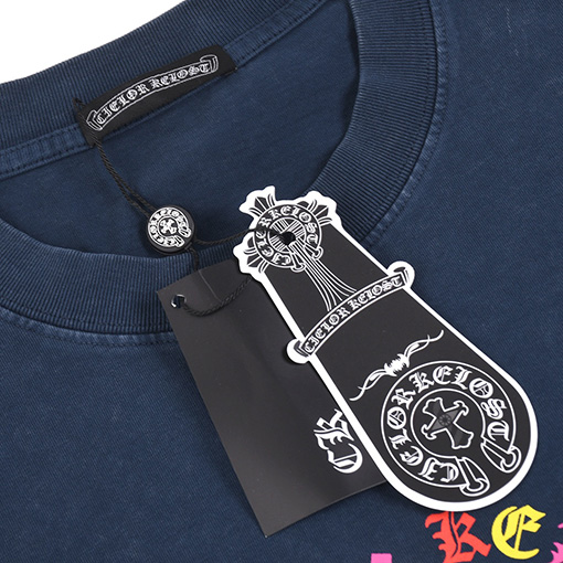 クロムハーツコピー 馬蹄花ロゴプリント半袖Tシャツ