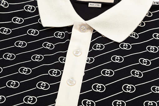 グッチコピー ダブルGロゴプリント半袖ポロシャツ