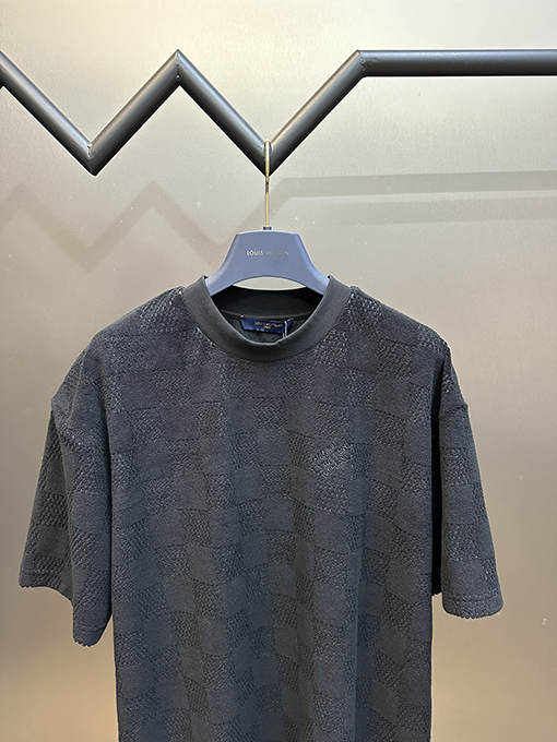 ルイヴィトン  チェック柄のタオル生地の半袖Tシャツ
