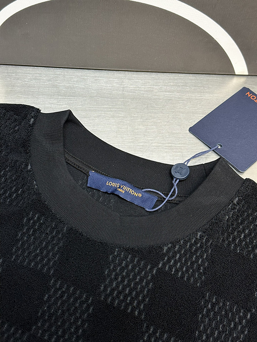 ルイヴィトン  チェック柄のタオル生地の半袖Tシャツ