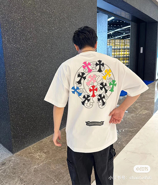 クロムハーツ カラフルな反射クロスプリントフォーム半袖Tシャツ