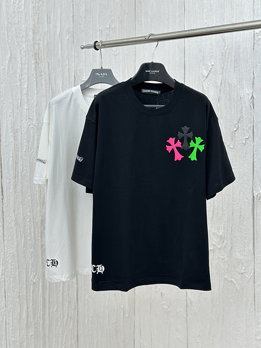 クロムハーツ カラフルな反射クロスプリントフォーム半袖Tシャツ