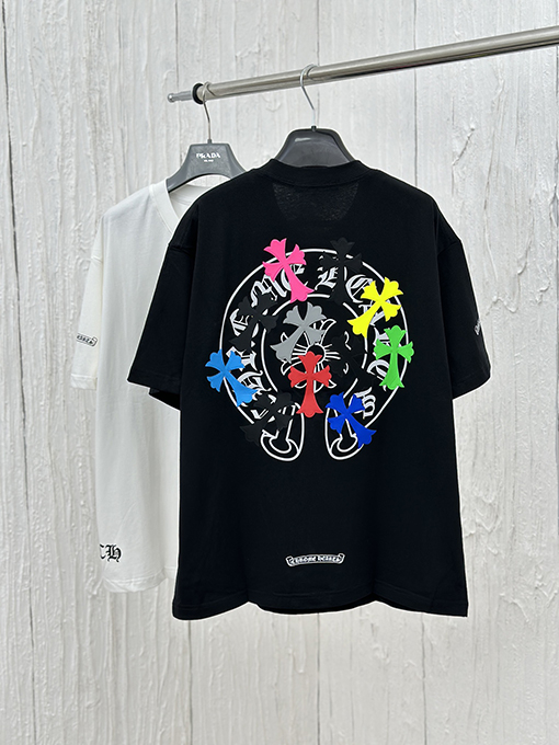 クロムハーツ カラフルな反射クロスプリントフォーム半袖Tシャツ