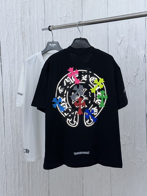 クロムハーツ カラフルな反射クロスプリントフォーム半袖Tシャツ
