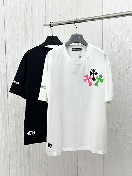 クロムハーツ カラフルな反射クロスプリントフォーム半袖Tシャツ